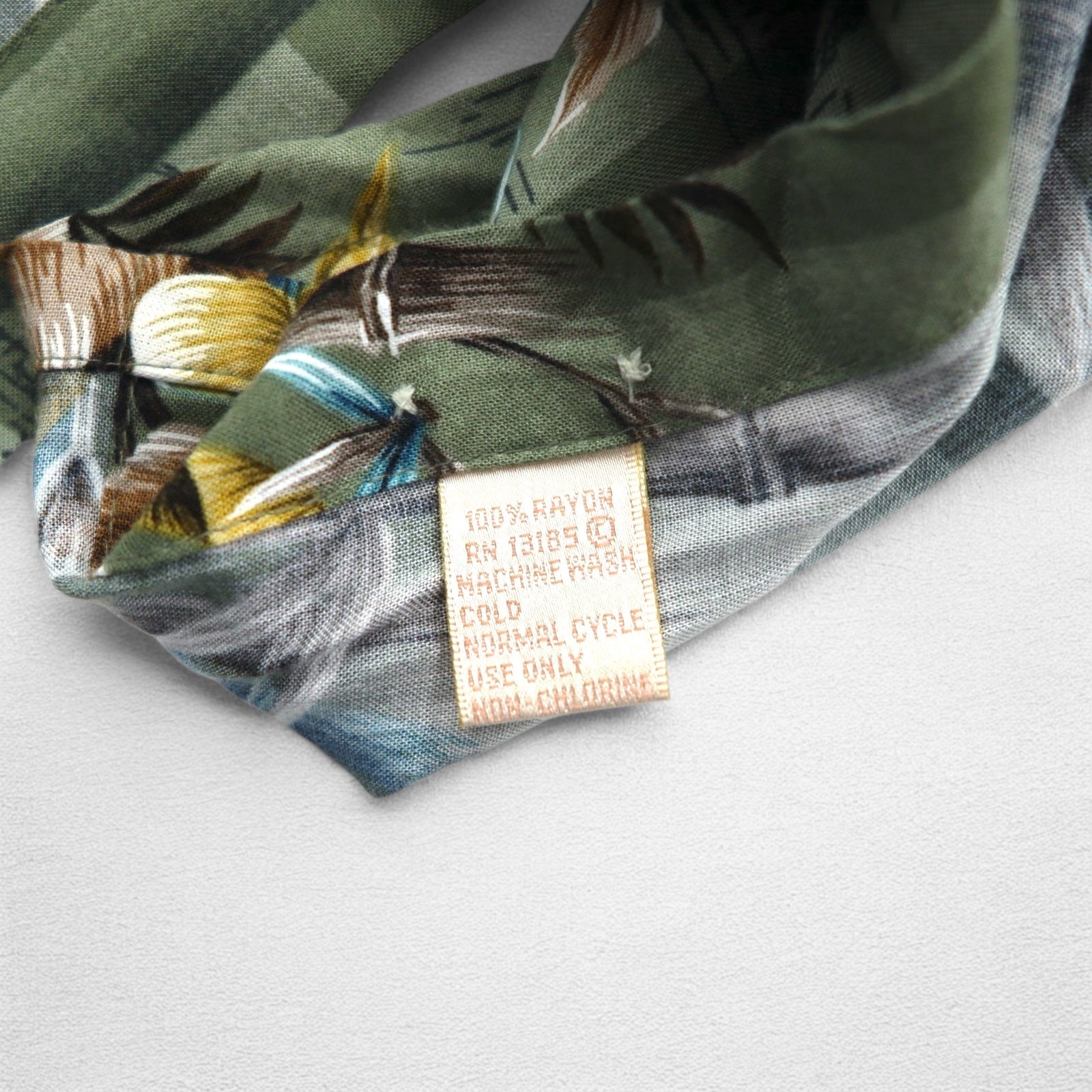 CAMPIA MODA Camicia hawaiana XL cachi viscosa fantasia motivo botanico taschino sul petto