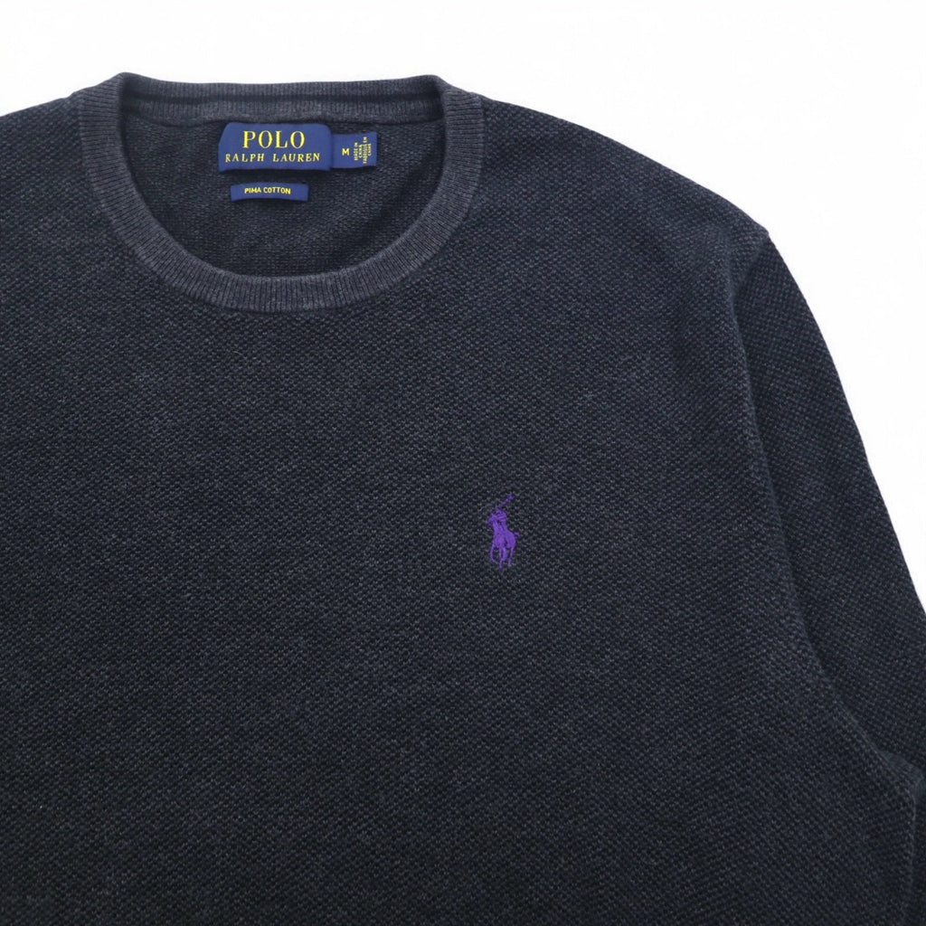 POLO RALPH LAUREN Maglione girocollo in cotone Pima, taglia M, grigio, con ricamo Small Pony