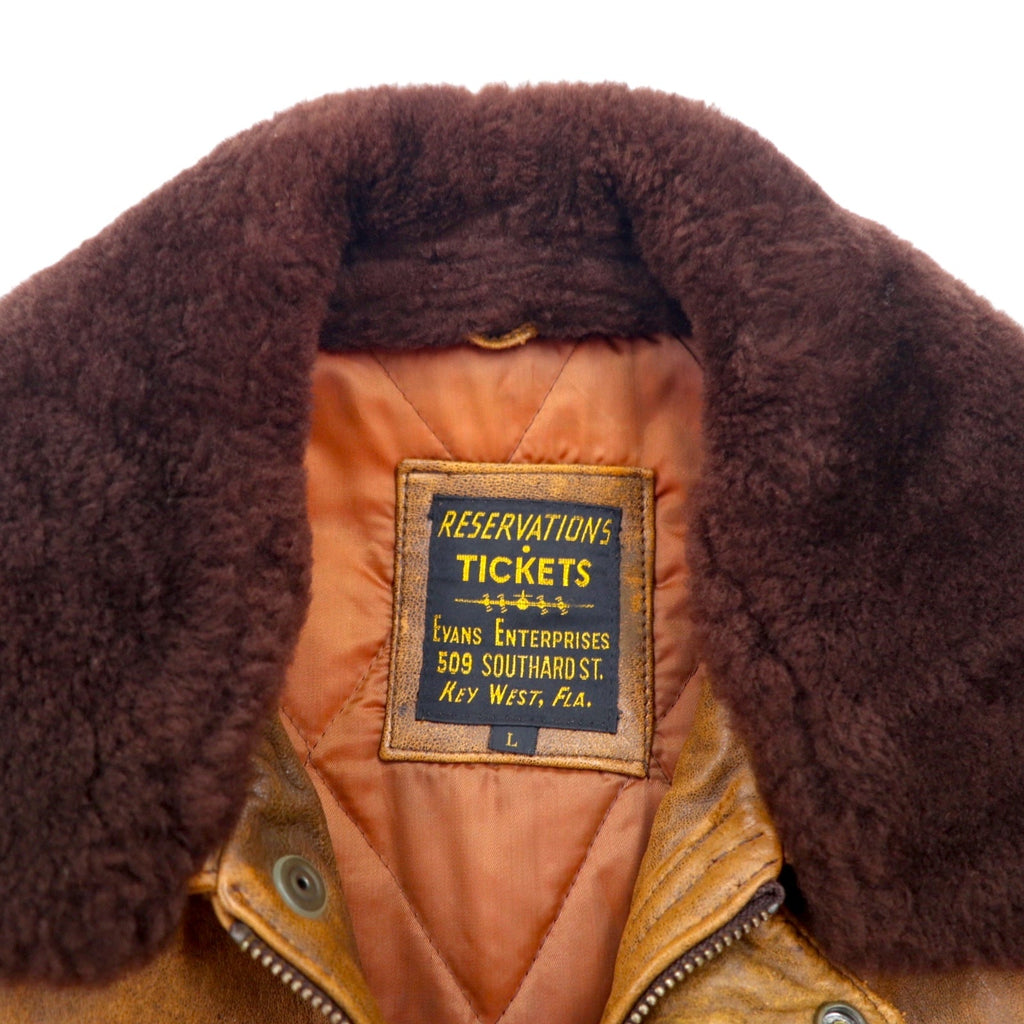 EVANS ENTERPRISES G-1 Lambskin Bomber Jacket Giacca bomber in pelle di agnello, taglia L, marrone, 100% pelle di agnello, colletto in shearling staccabile