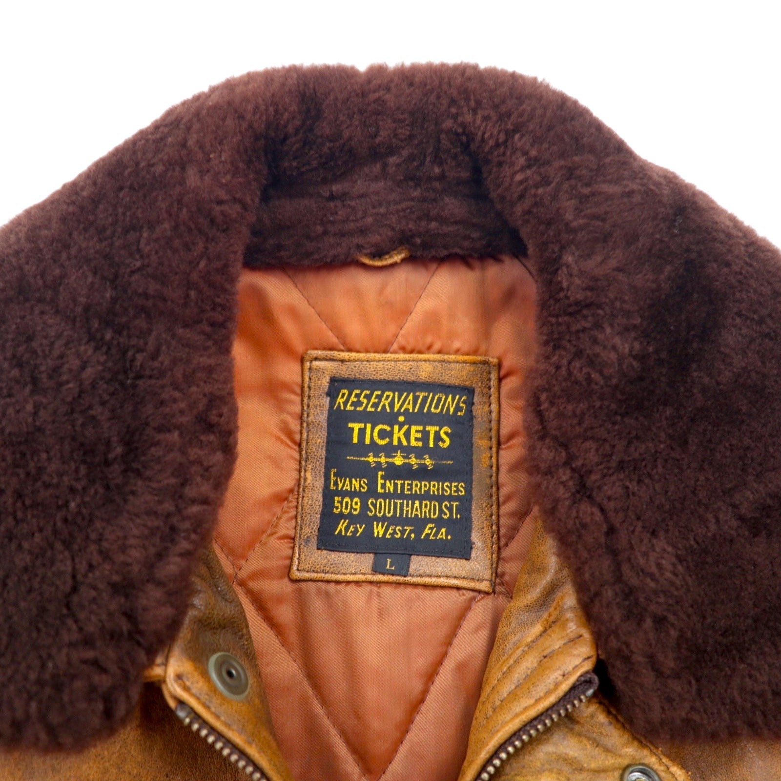EVANS ENTERPRISES G-1 Lambskin Bomber Jacket Giacca bomber in pelle di agnello, taglia L, marrone, 100% pelle di agnello, colletto in shearling staccabile