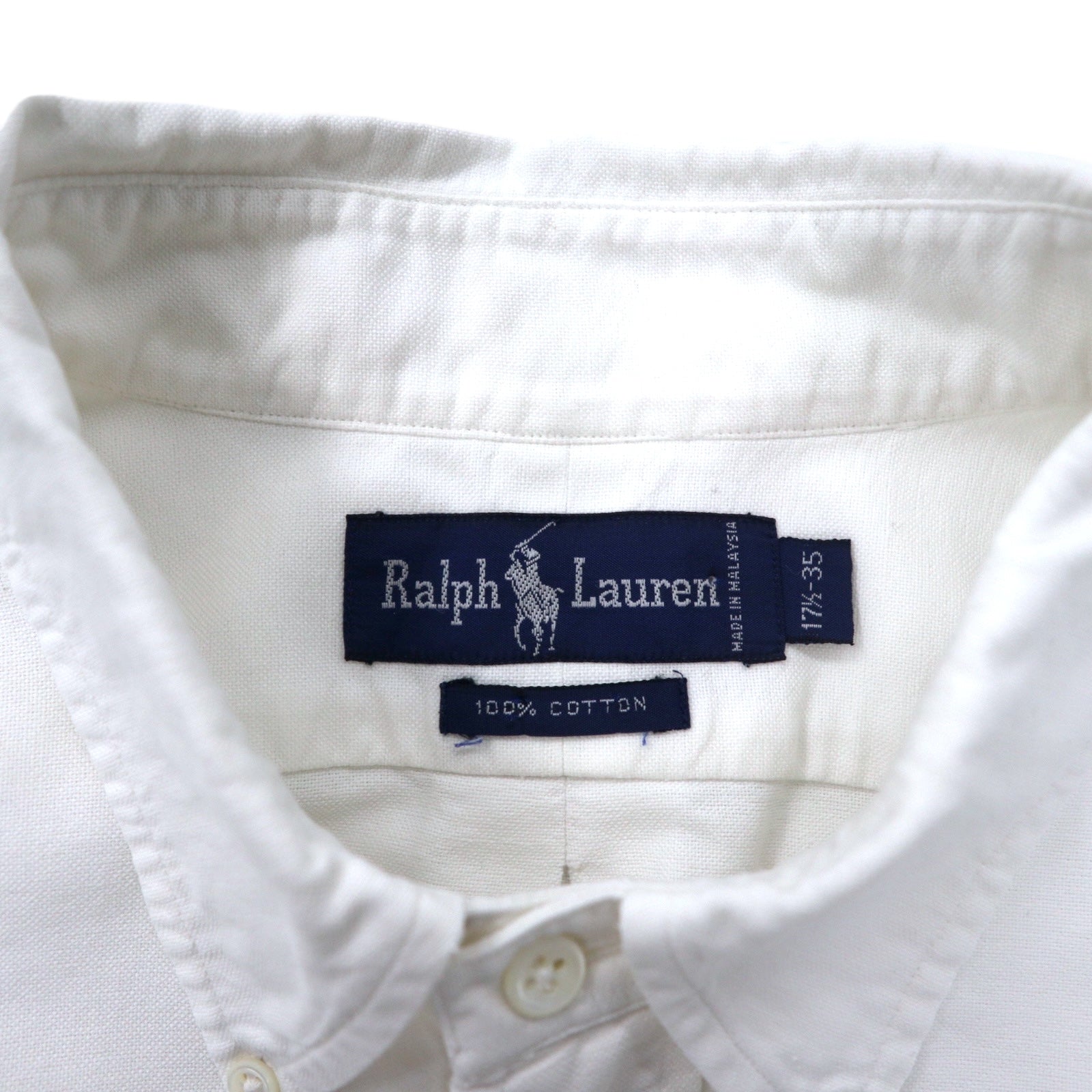 Camicia button-down Oxford Ralph Lauren 17.5-35 bianca, in cotone, con piccolo pony ricamato, taglia grande