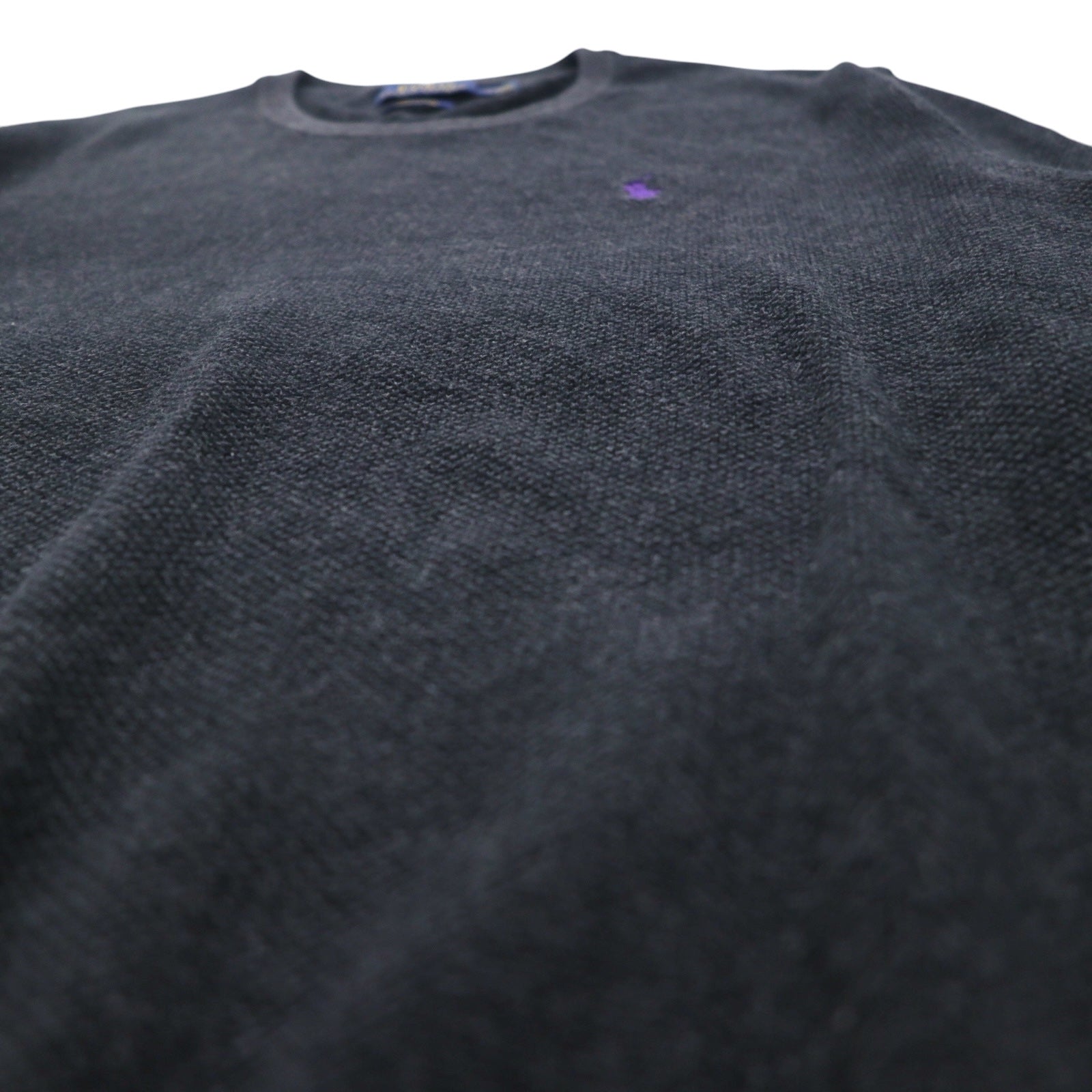 POLO RALPH LAUREN Maglione girocollo in cotone Pima, taglia M, grigio, con ricamo Small Pony
