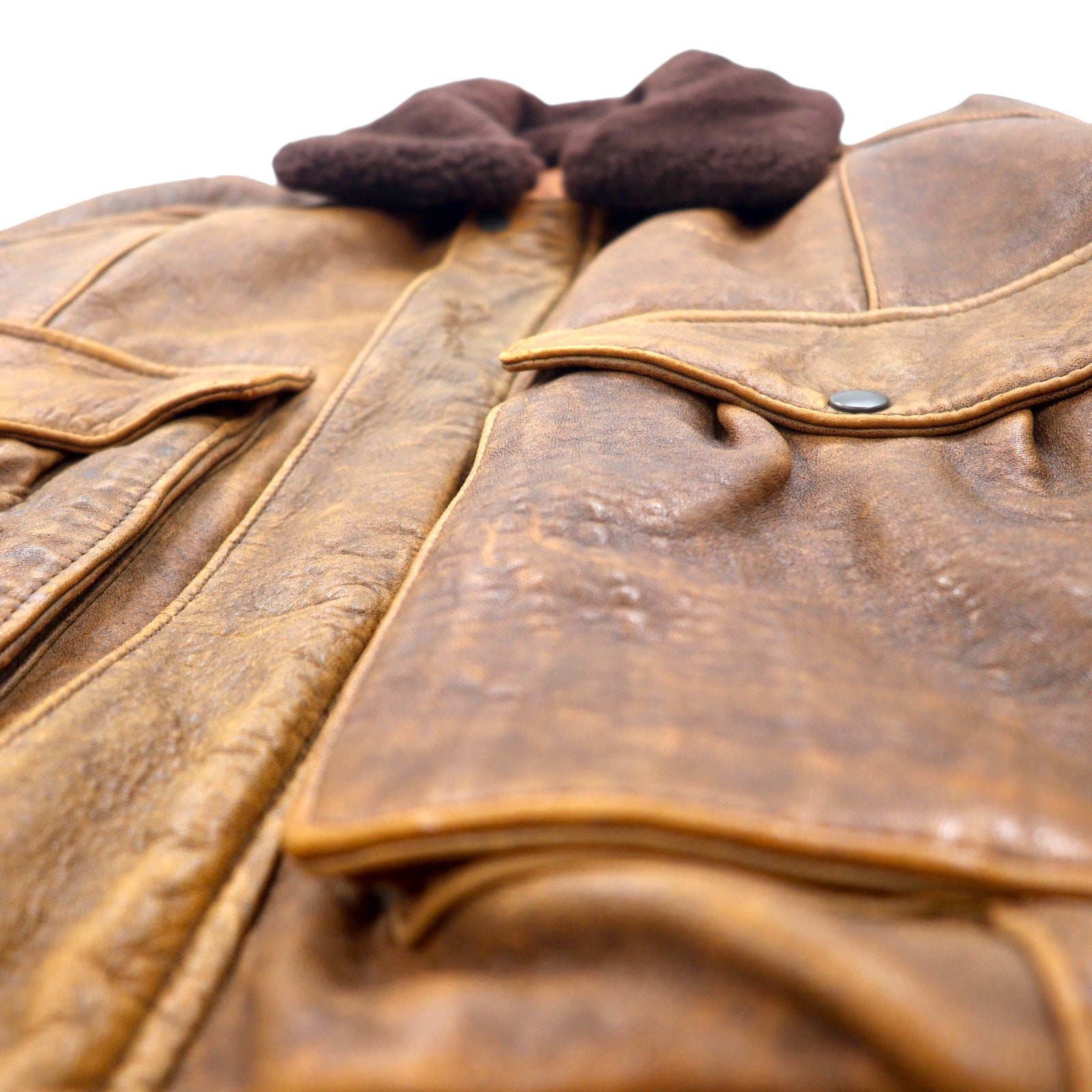 EVANS ENTERPRISES G-1 Lambskin Bomber Jacket Giacca bomber in pelle di agnello, taglia L, marrone, 100% pelle di agnello, colletto in shearling staccabile