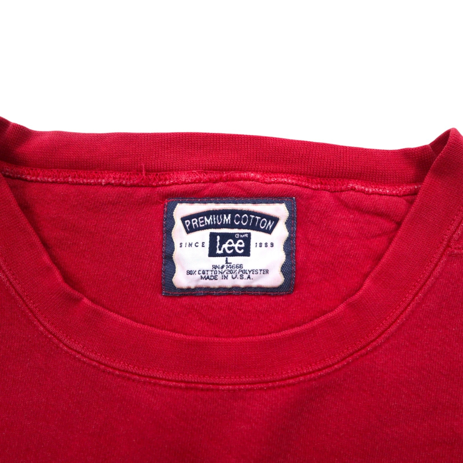 Lee anni '90 USA PREMIUM COTTON felpa L rosso cotone ricamo ad arco SANIBEL ISLAND