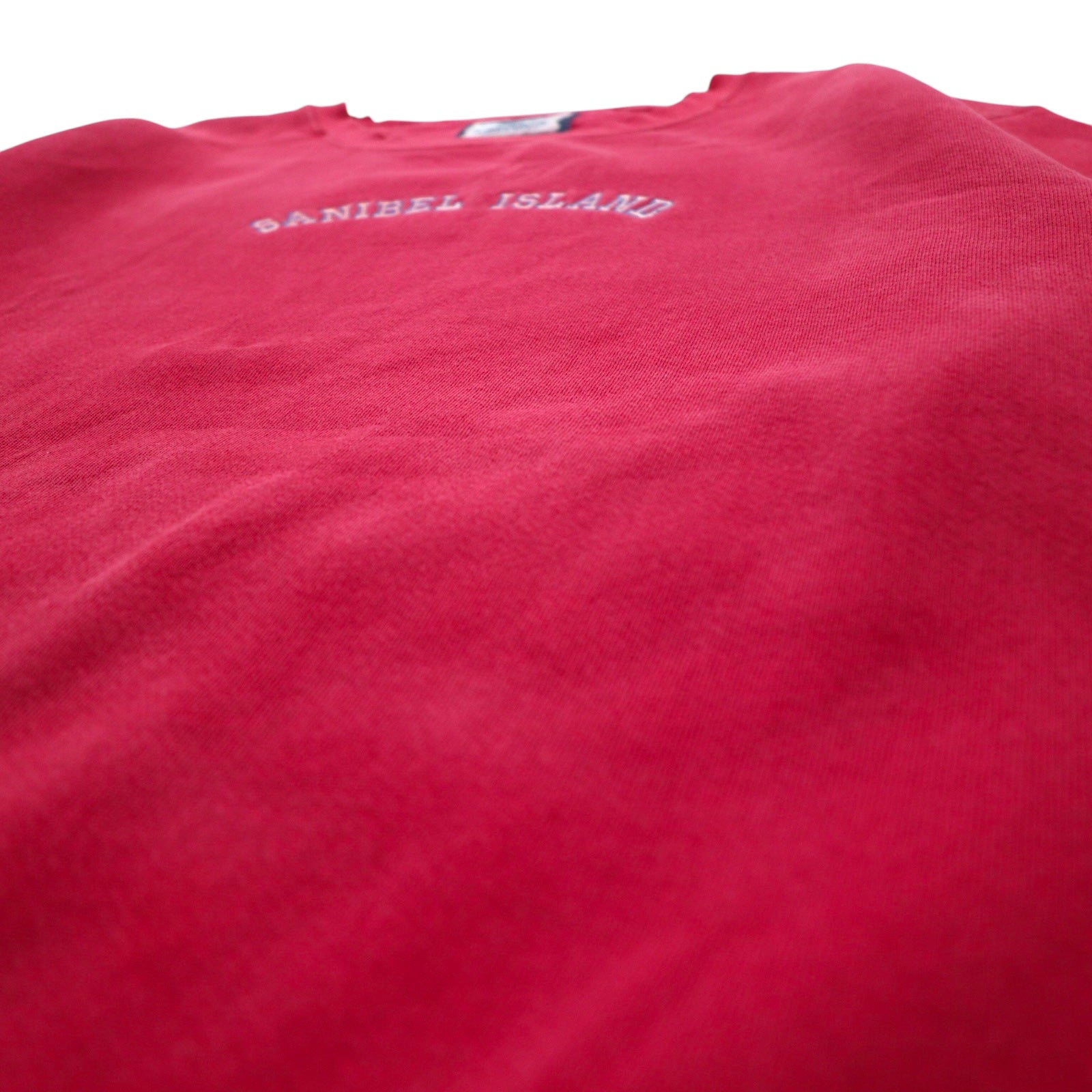 Lee anni '90 USA PREMIUM COTTON felpa L rosso cotone ricamo ad arco SANIBEL ISLAND