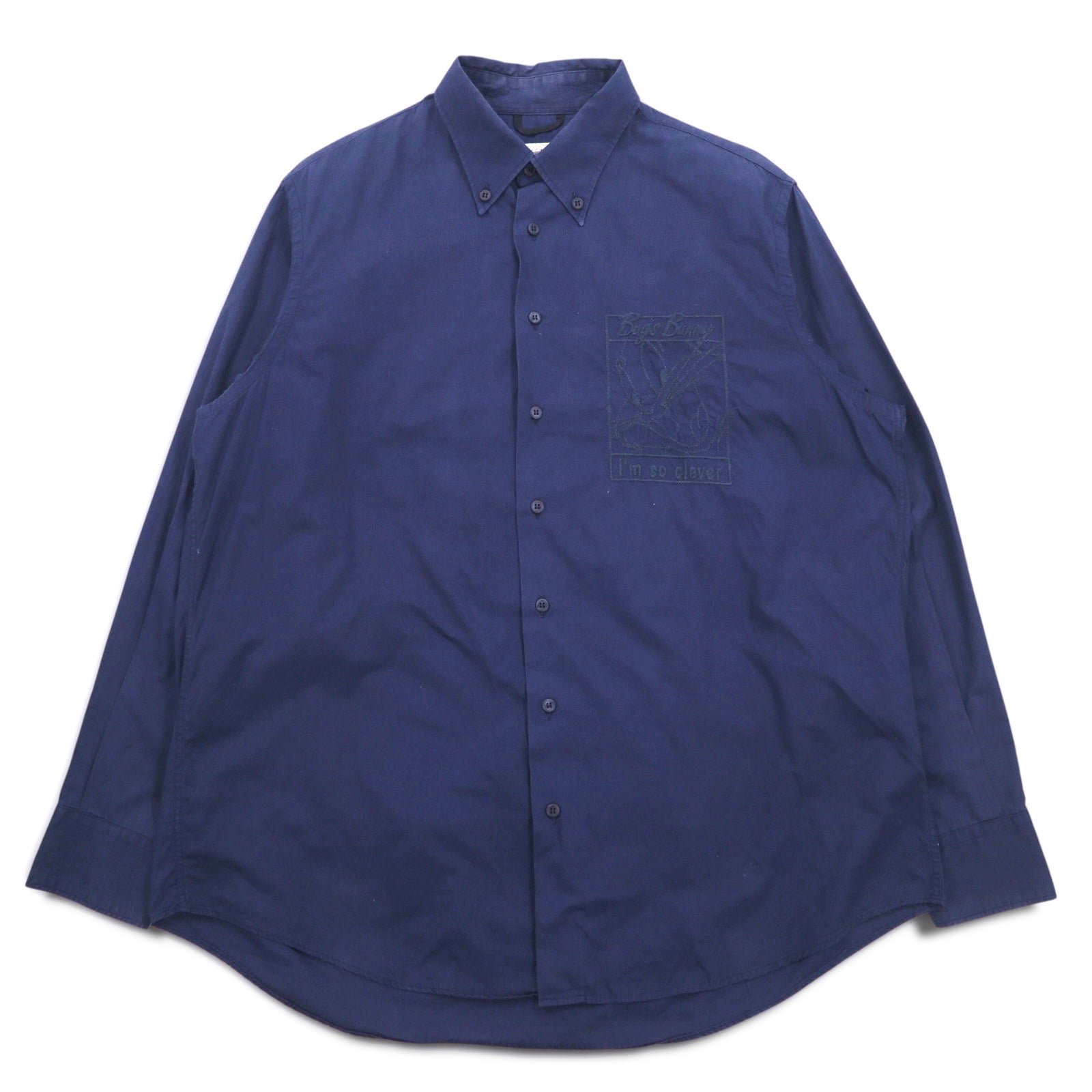 JC de Castelbajac × WARNER BROS Camicia button-down italiana anni '90 L Blu navy LOONEY TUNES Bugs Bunny Ricamo