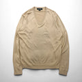 Brooks Brothers Maglione V-neck in maglia di seta L Beige Cotone COUNTRY CLUB