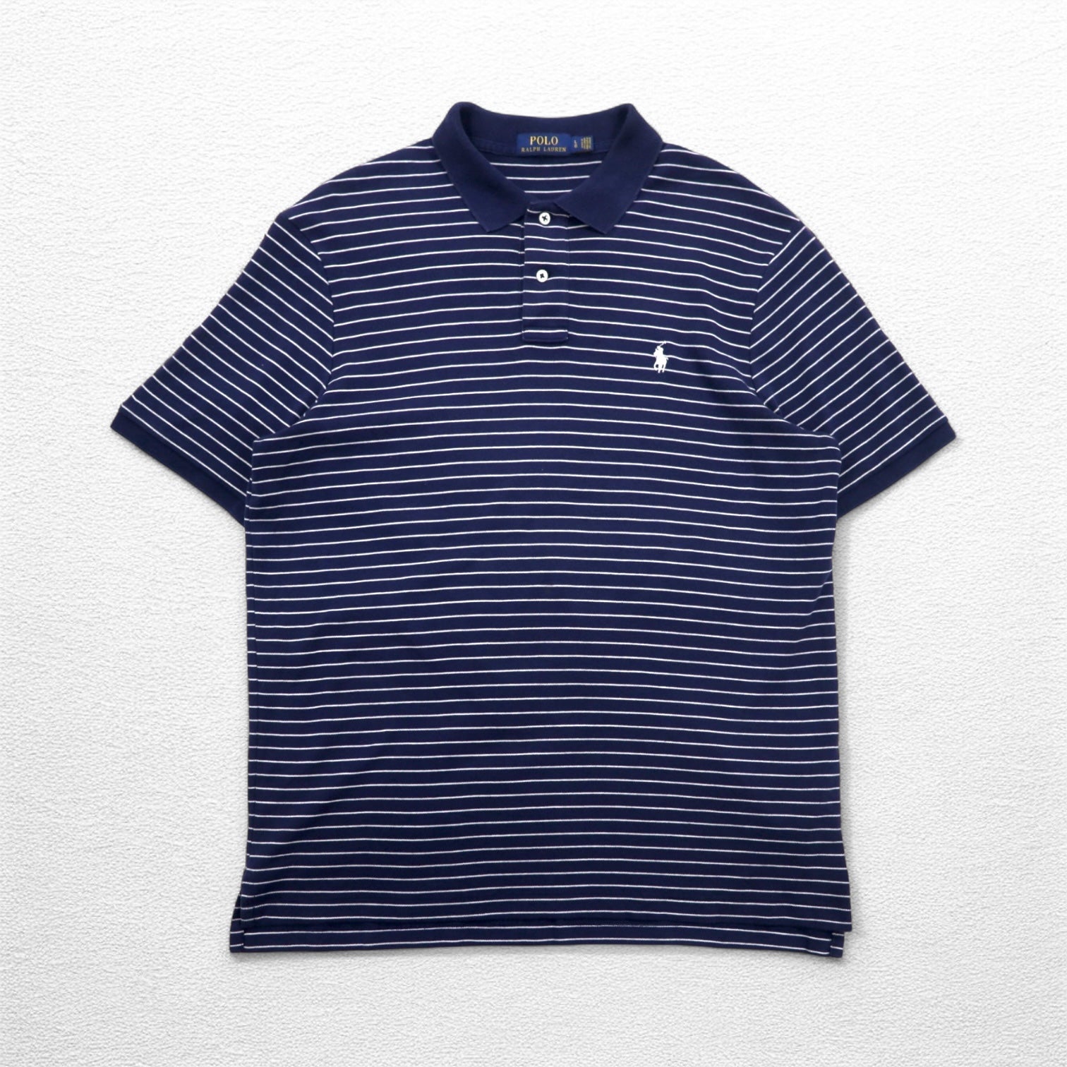 POLO RALPH LAUREN Polo a righe L Navy Cotone Ricamo piccolo pony Fabbricato in Sri Lanka