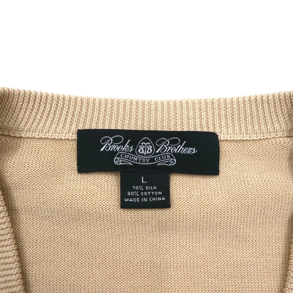 Brooks Brothers Maglione V-neck in maglia di seta L Beige Cotone COUNTRY CLUB