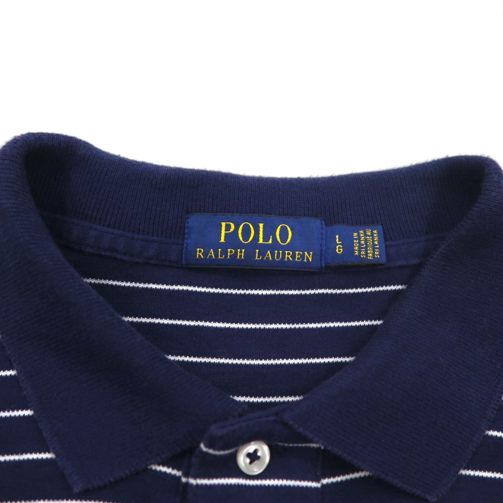 POLO RALPH LAUREN Polo a righe L Navy Cotone Ricamo piccolo pony Fabbricato in Sri Lanka
