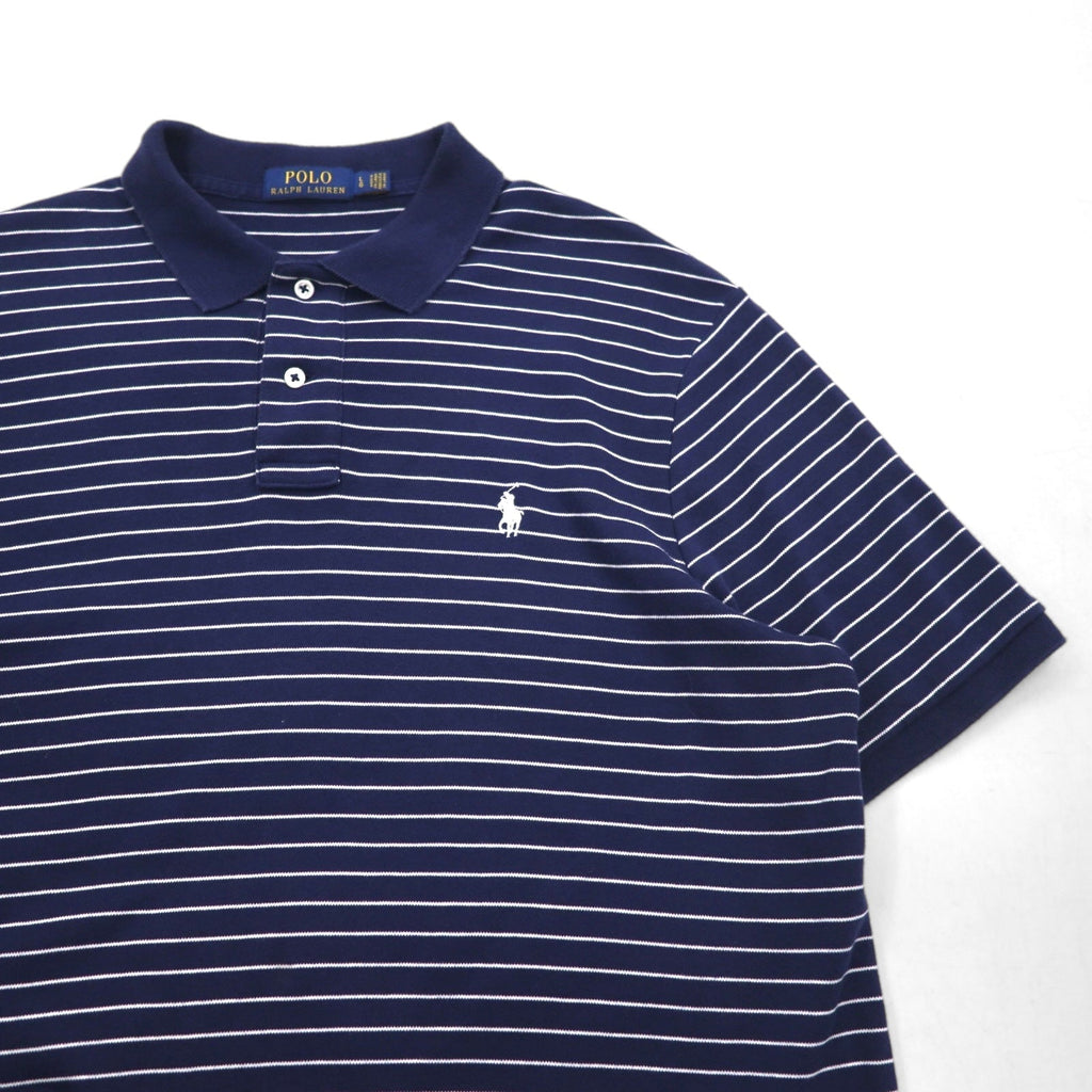 POLO RALPH LAUREN Polo a righe L Navy Cotone Ricamo piccolo pony Fabbricato in Sri Lanka