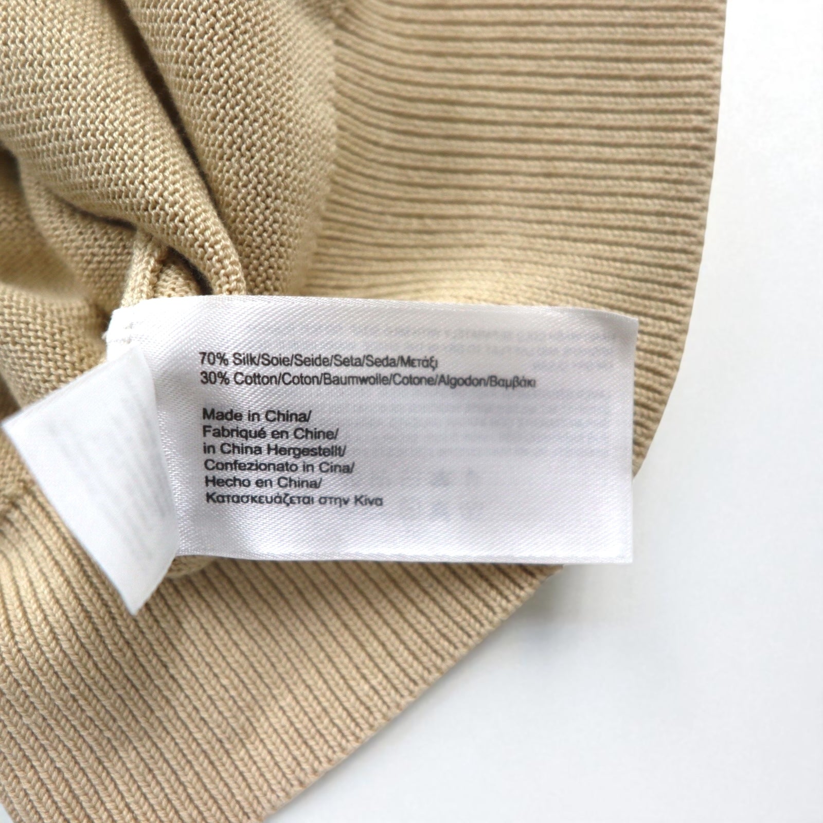 Brooks Brothers Maglione V-neck in maglia di seta L Beige Cotone COUNTRY CLUB