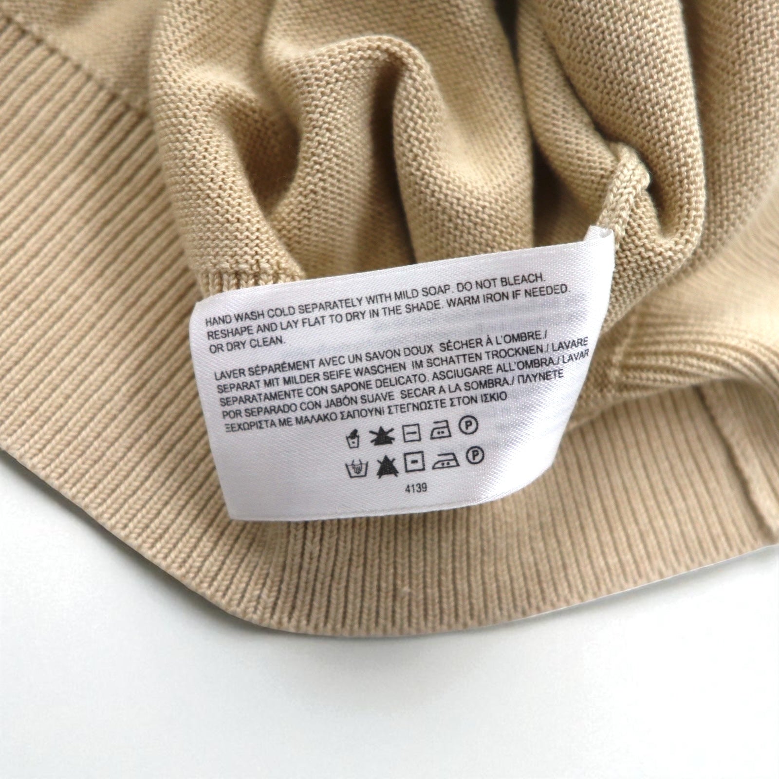 Brooks Brothers Maglione V-neck in maglia di seta L Beige Cotone COUNTRY CLUB