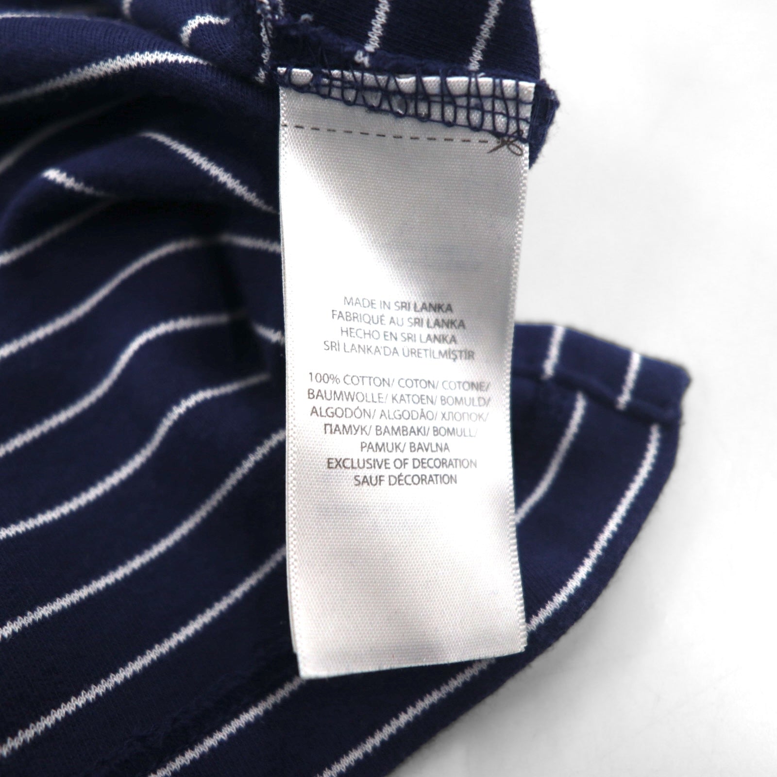 POLO RALPH LAUREN Polo a righe L Navy Cotone Ricamo piccolo pony Fabbricato in Sri Lanka