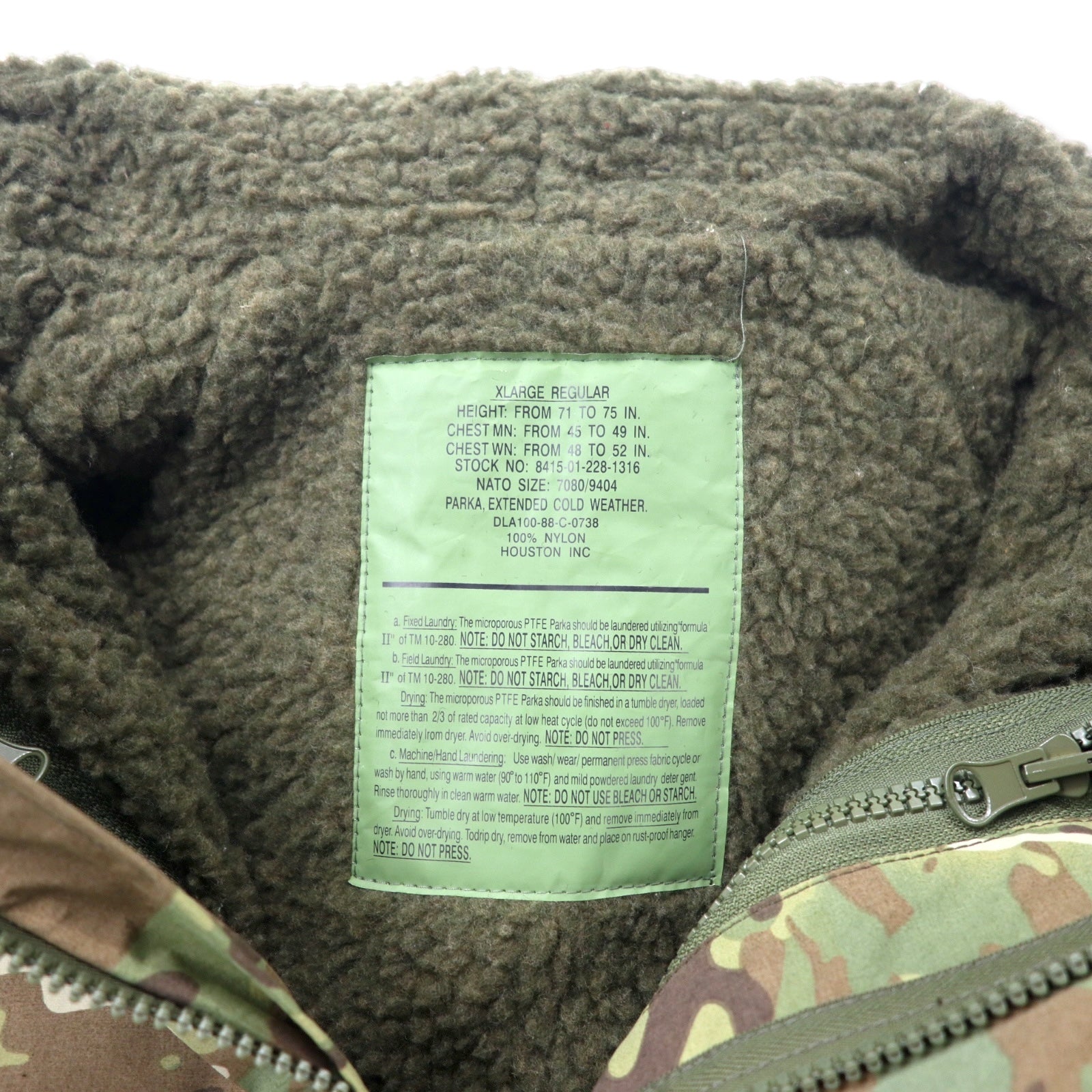 HOUSTON ECWSC Giacca da parka 3WAY per clima freddo XL Cachi Camouflage Nylon Idrorepellente Fodera in pile rimovibile Militare US ARMY ECWCS PARKA COLD WEATHER 8405-01-228-1316