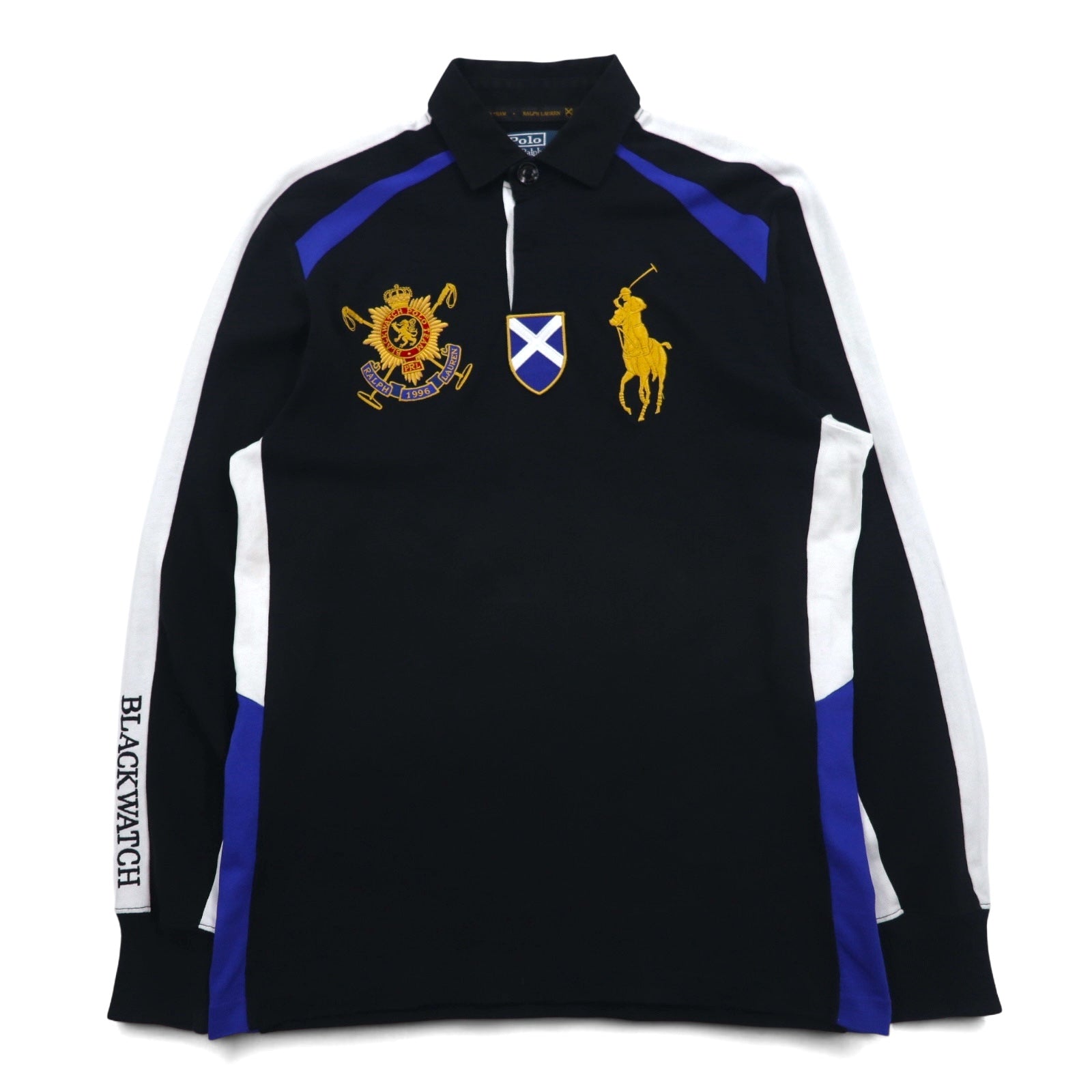 Polo by Ralph Lauren ビッグポニー ラガーシャツ S ブラック ピマコットン ナンバリング BLACK WATCH POLO TEAM