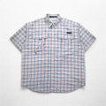 Columbia PFG Super Bahama UVカット オムニシェード バハマ フィッシングシャツ L ホワイト ブルー チェック ナイロン FM7190