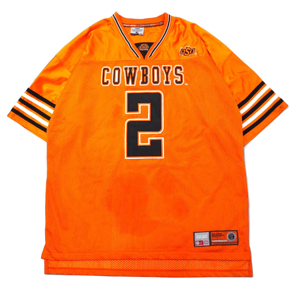 Anni '90 COLLEGE EQUIPMENT maglia da gioco XXL arancione poliestere rete numerata NCAA COWBOYS taglia grande