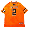 Anni '90 COLLEGE EQUIPMENT maglia da gioco XXL arancione poliestere rete numerata NCAA COWBOYS taglia grande