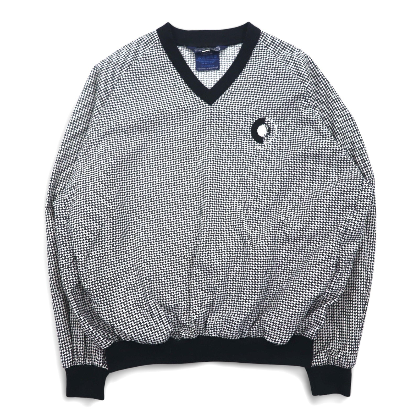 SUNDERLAND of SCOTLAND Giacca a vento pullover in nylon a quadri bianco, taglia L, Made in Scotland