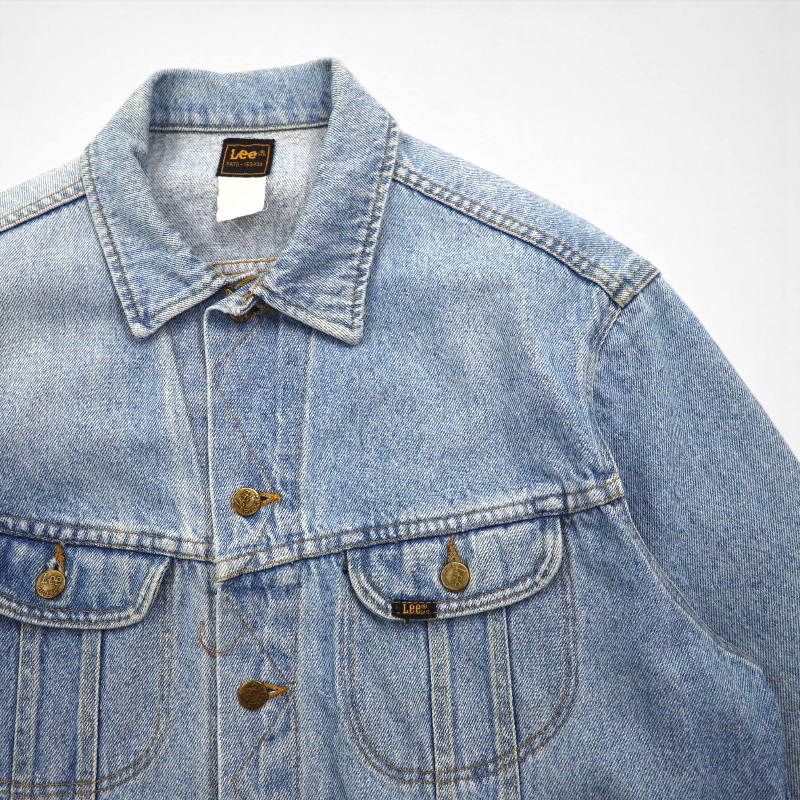 Giacca in denim Lee 101-J anni '80, taglia L, colore indaco, modello M.R. RIDERS PATD-153438