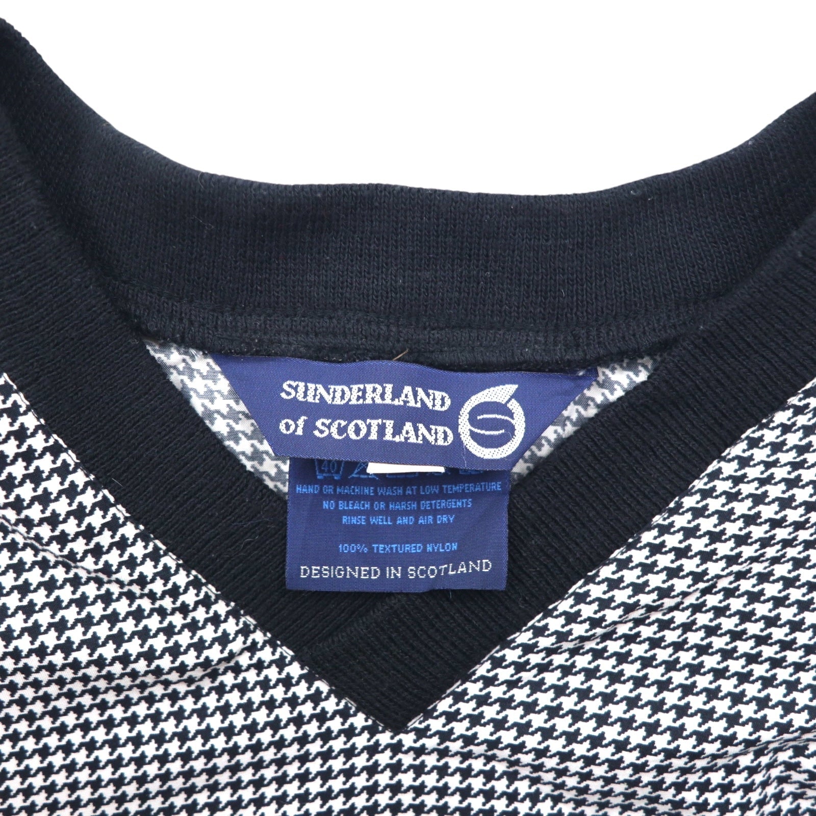 SUNDERLAND of SCOTLAND Giacca a vento pullover in nylon a quadri bianco, taglia L, Made in Scotland