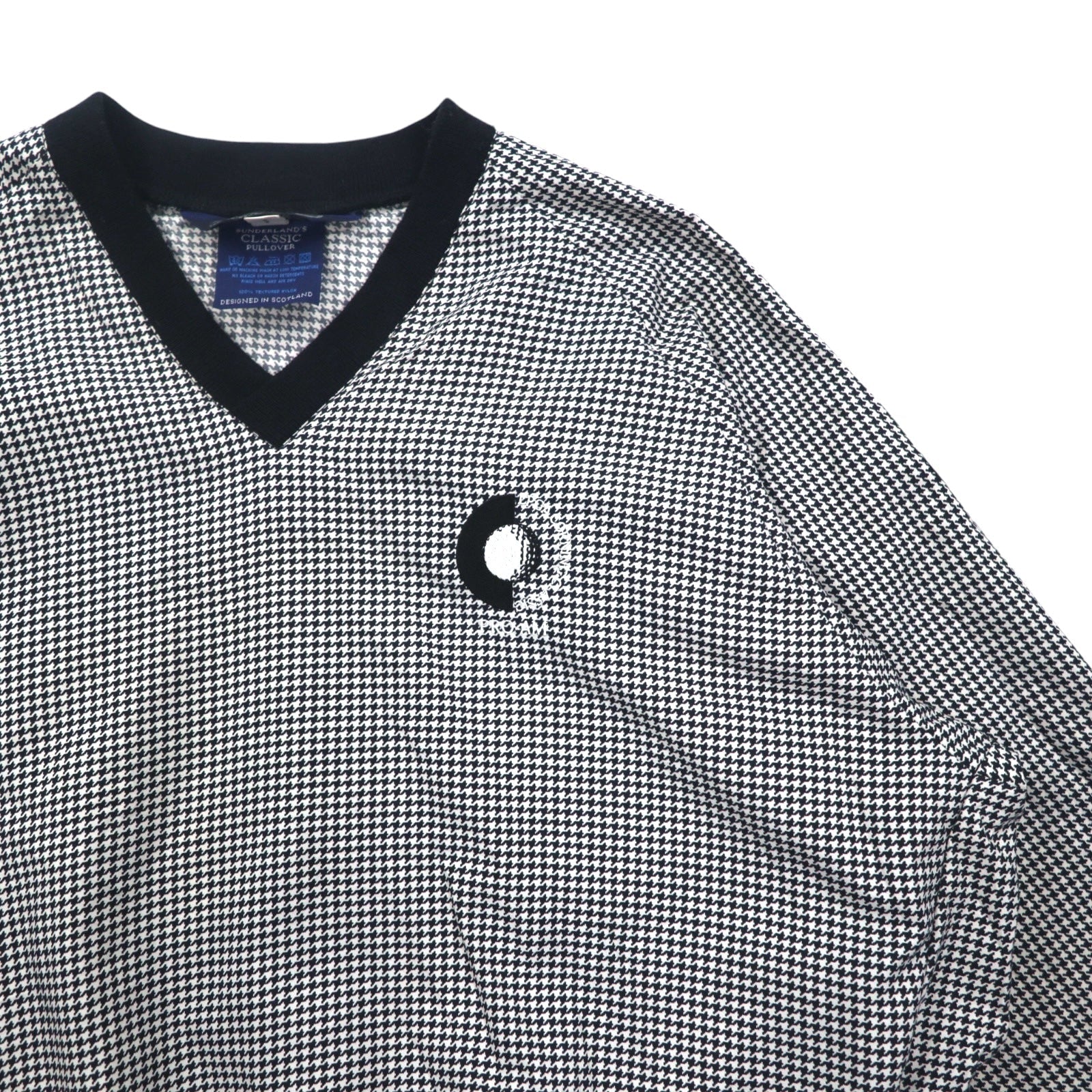 SUNDERLAND of SCOTLAND Giacca a vento pullover in nylon a quadri bianco, taglia L, Made in Scotland