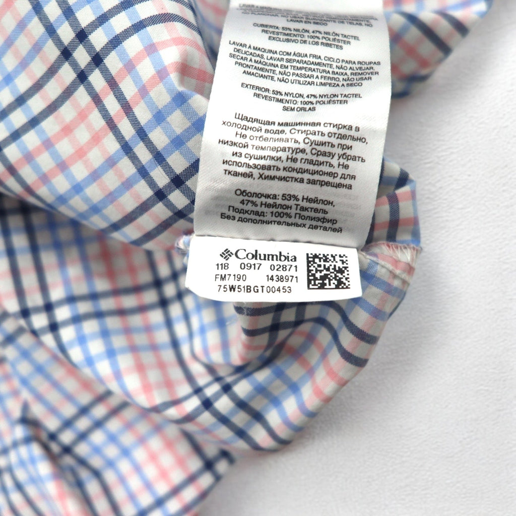 Columbia PFG Super Bahama UVカット オムニシェード バハマ フィッシングシャツ L ホワイト ブルー チェック ナイロン FM7190