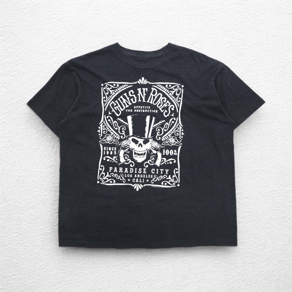GUNS N' ROSES T-shirt rock band XL grigio cotone PARADISE CITY teschio bravado made in Mexico