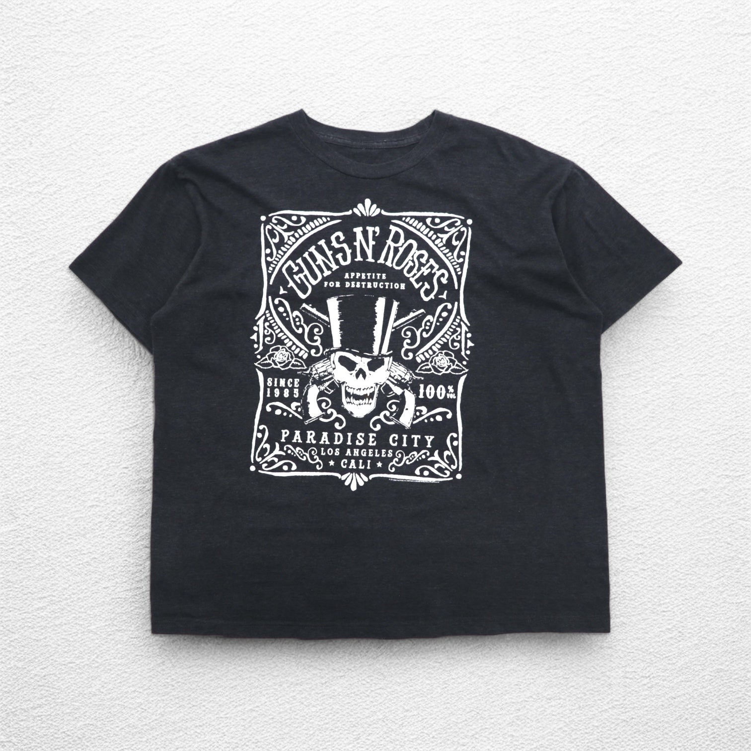 GUNS N' ROSES T-shirt rock band XL grigio cotone PARADISE CITY teschio bravado made in Mexico