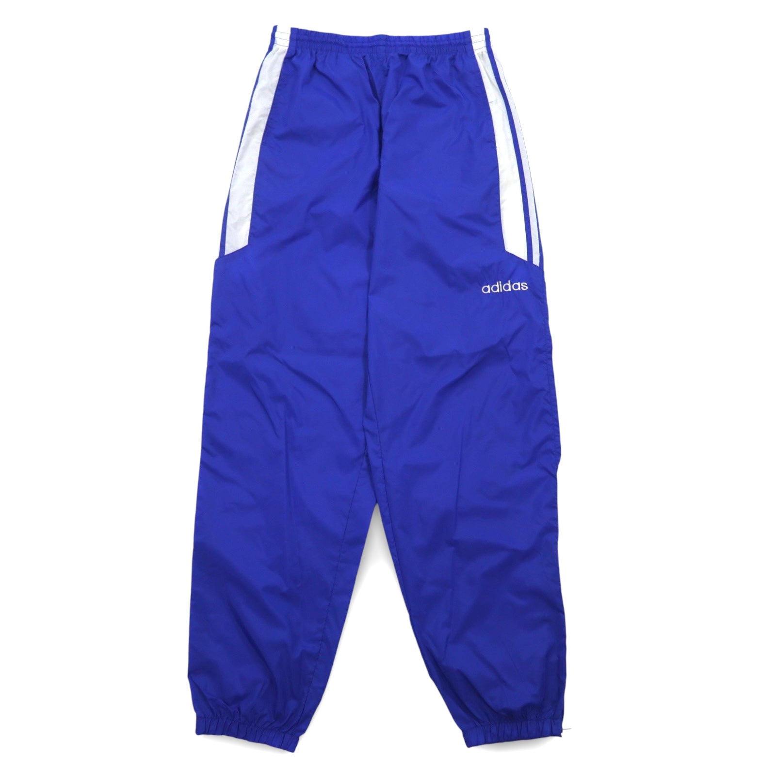 Adidas, pantaloni da tuta in nylon, anni '90, etichetta World Flag, taglia L, colore blu, 3 strisce