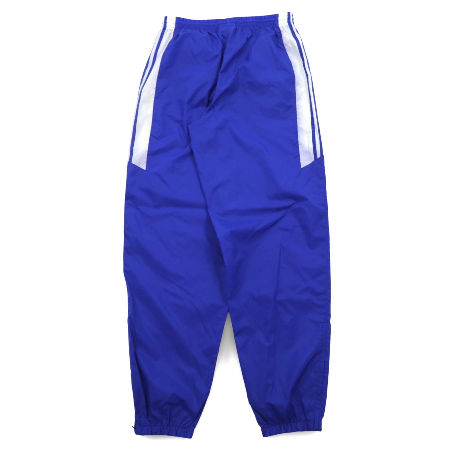 Adidas, pantaloni da tuta in nylon, anni '90, etichetta World Flag, taglia L, colore blu, 3 strisce