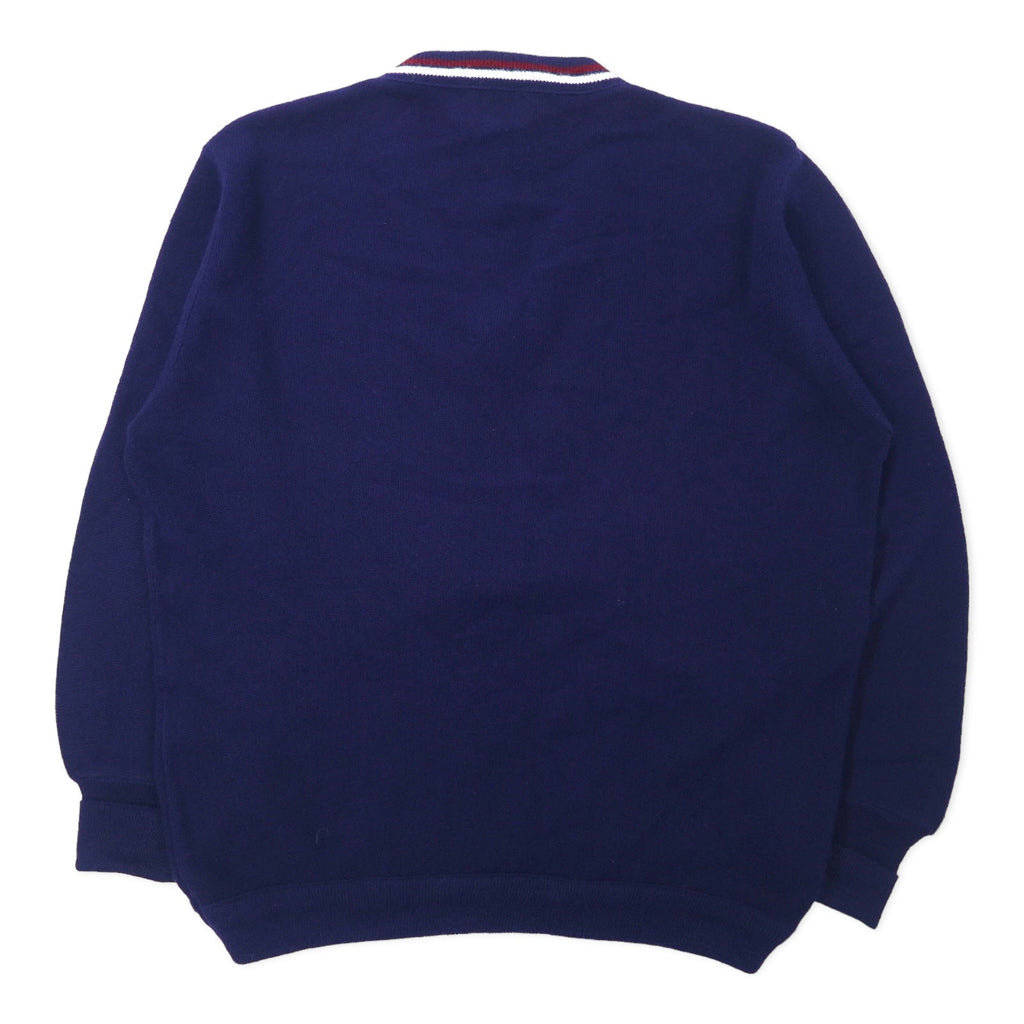 JC Penney anni '80 scollo a V maglione in maglia acrilica L blu navy The Fox Sweater