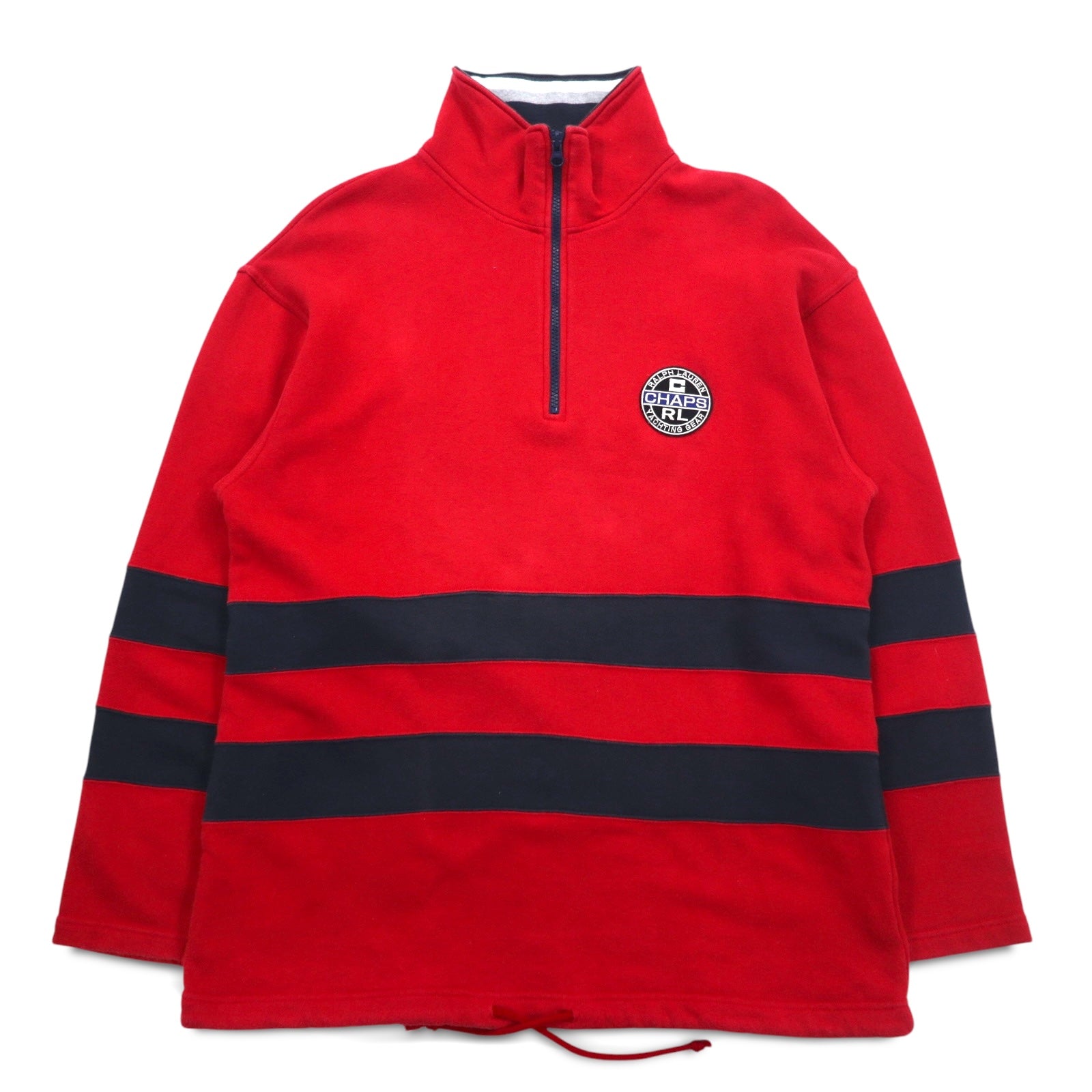 CHAPS RALPH LAUREN anni '90 felpa a mezza zip taglia L rossa in cotone con coulisse