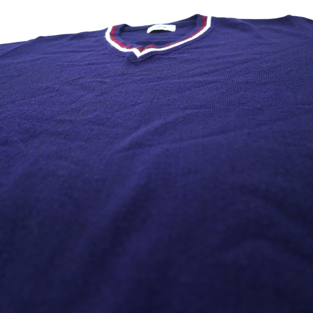 JC Penney anni '80 scollo a V maglione in maglia acrilica L blu navy The Fox Sweater