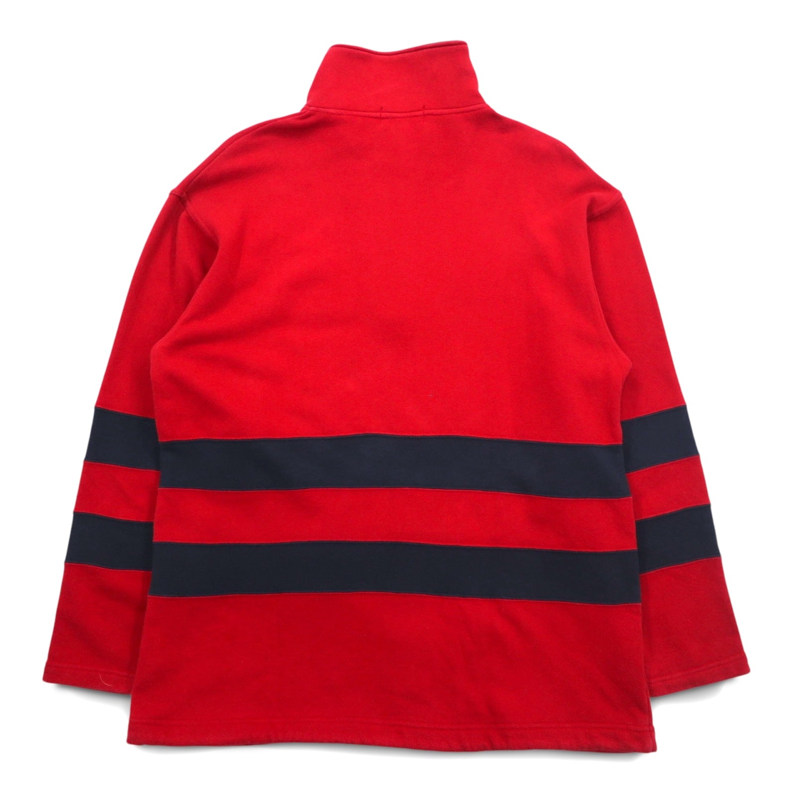 CHAPS RALPH LAUREN anni '90 felpa a mezza zip taglia L rossa in cotone con coulisse