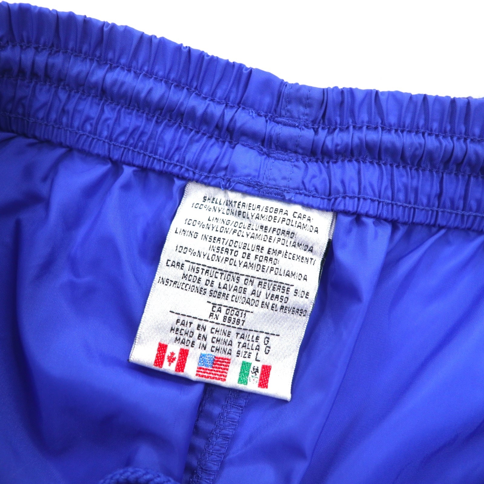 Adidas, pantaloni da tuta in nylon, anni '90, etichetta World Flag, taglia L, colore blu, 3 strisce