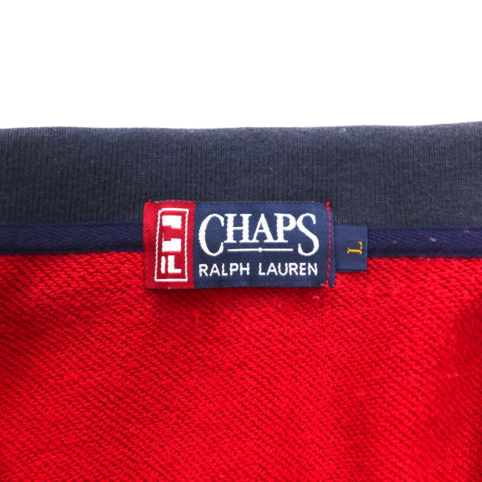 CHAPS RALPH LAUREN anni '90 felpa a mezza zip taglia L rossa in cotone con coulisse