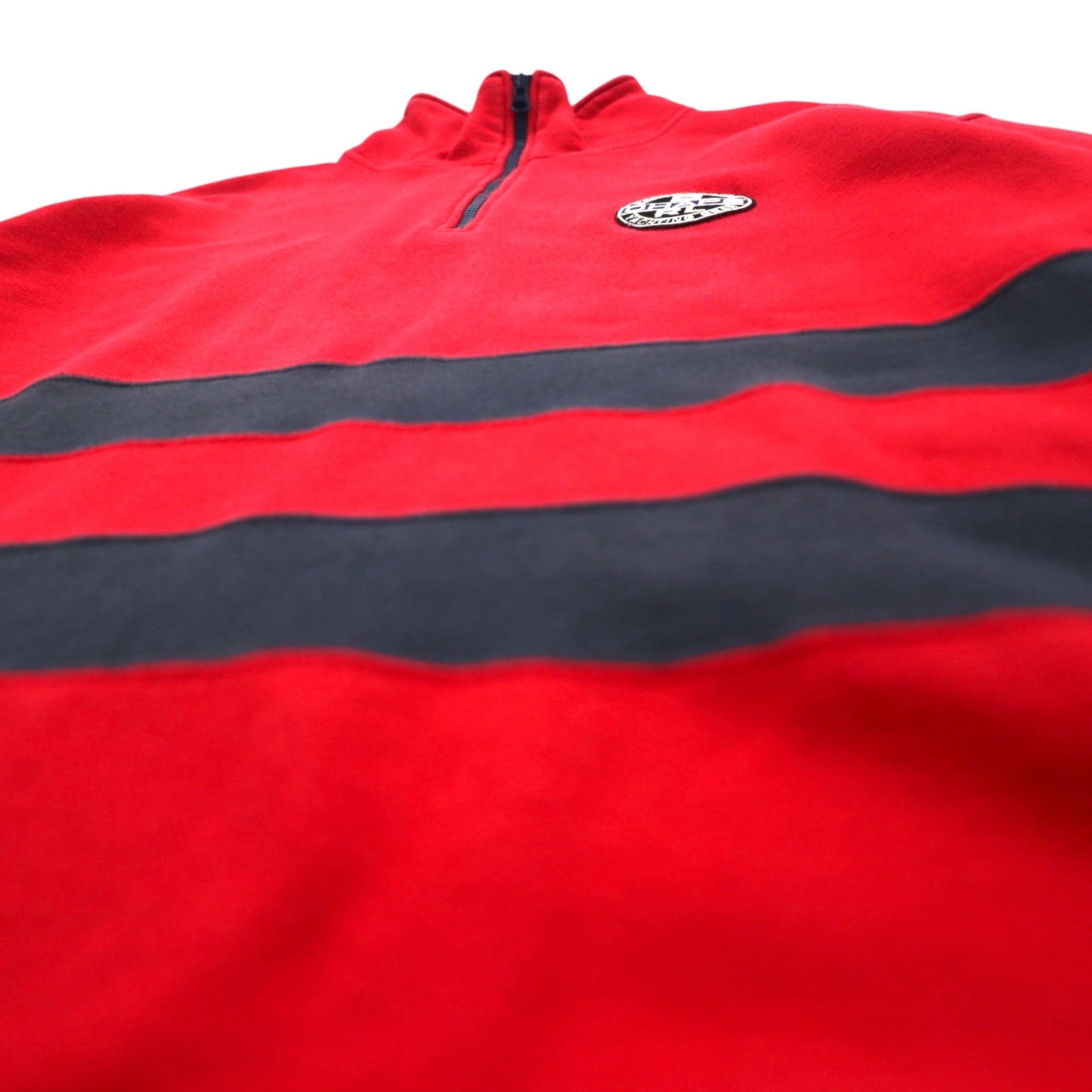 CHAPS RALPH LAUREN anni '90 felpa a mezza zip taglia L rossa in cotone con coulisse