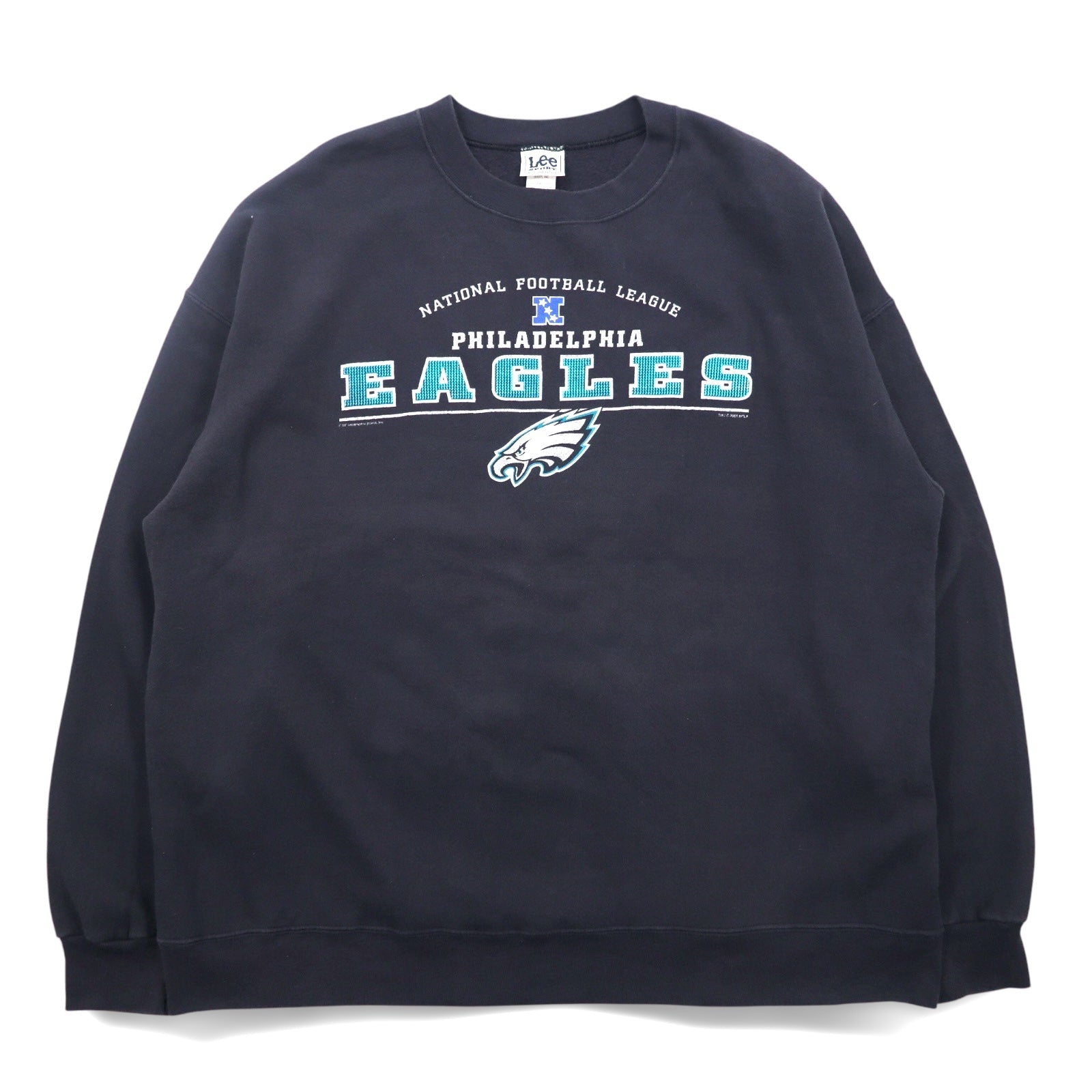 Lee SPORT Anni '90 Felpa stampata NFL 2XL Nera Cotone Interno felpato PHILADELPHIA EAGLES