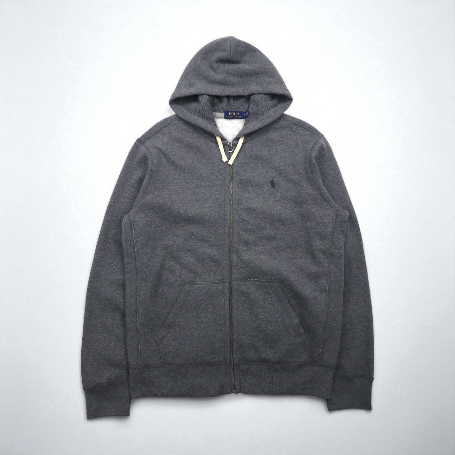 Polo Ralph Lauren Reverse Weave Full-Zip Hoodie L Grigio Cotone Ricamo Small Pony