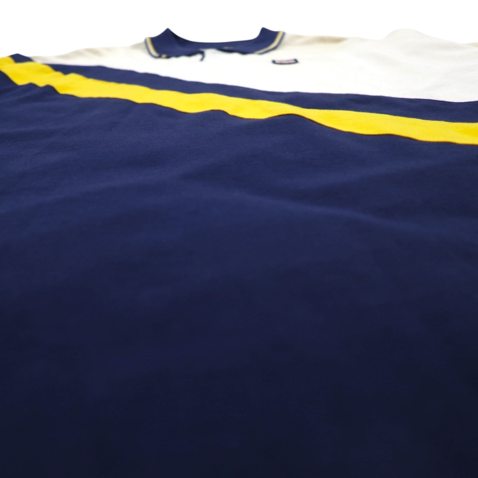 Reebok CLASSIC Polo design a righe XL Panna Navy Cotone Nuovo con etichette