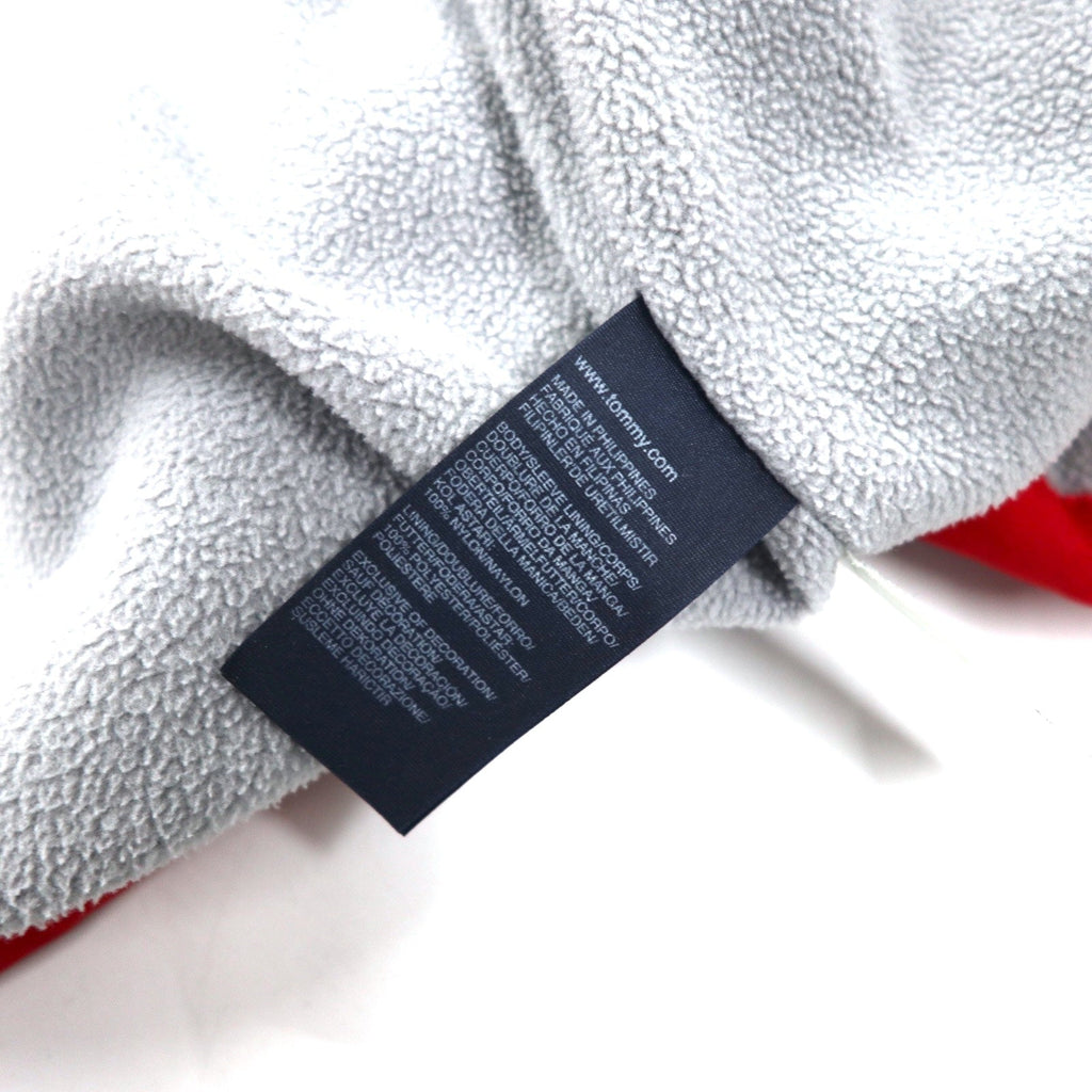 TOMMY HILFIGER Giacca a vela L Blu Navy Rosso Nylon Fodera in pile Cappuccio a scomparsa