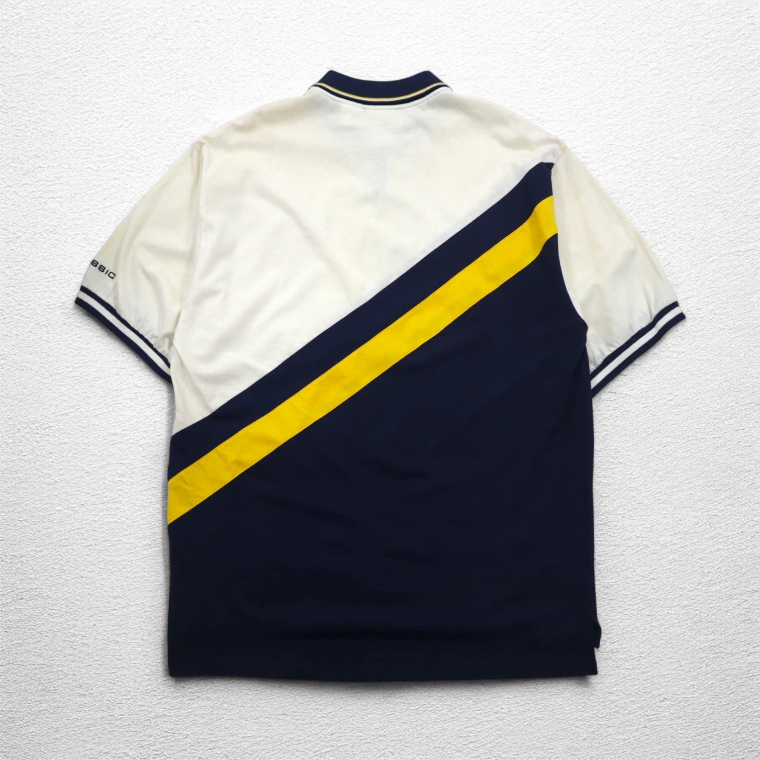 Reebok CLASSIC Polo design a righe XL Panna Navy Cotone Nuovo con etichette