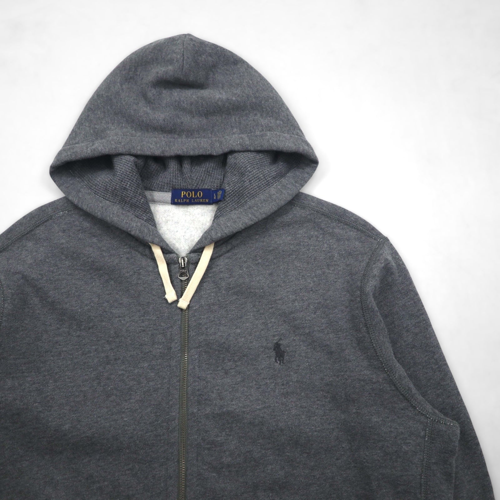 Polo Ralph Lauren Reverse Weave Full-Zip Hoodie L Grigio Cotone Ricamo Small Pony
