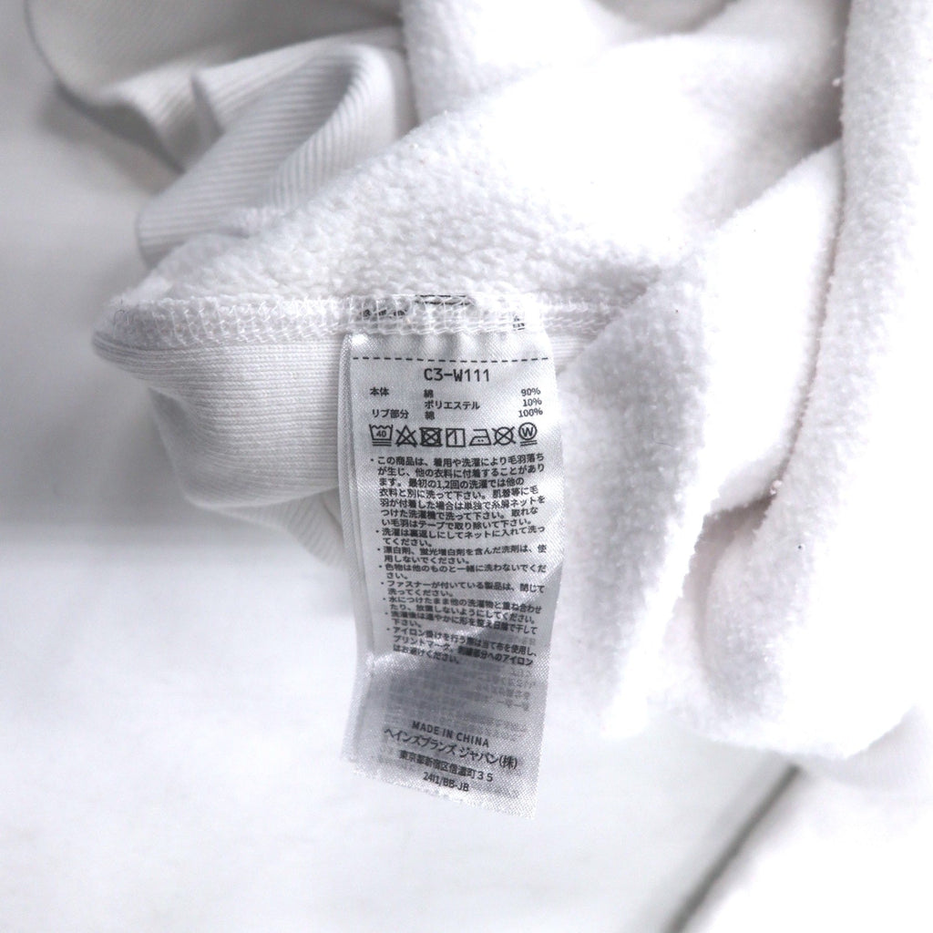 Champion リバースウィーブ パーカー XXL ホワイト コットン 裏起毛 HORNELL 染み込みプリント 青単タグ 復刻 REVERSE WEAVE Pullover Hooded SWEATSHIRT C3-W111