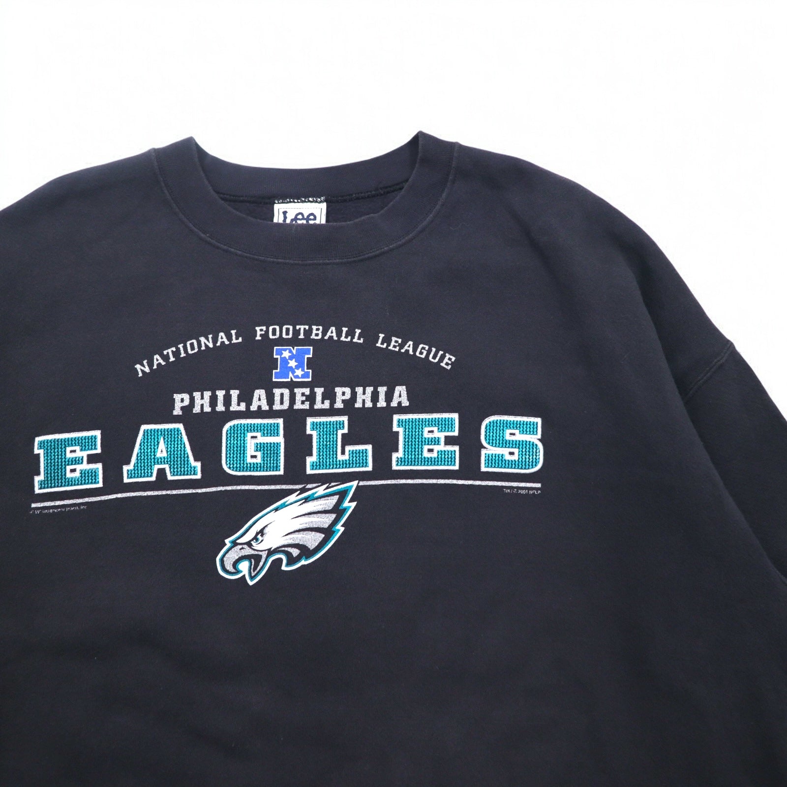 Lee SPORT Anni '90 Felpa stampata NFL 2XL Nera Cotone Interno felpato PHILADELPHIA EAGLES