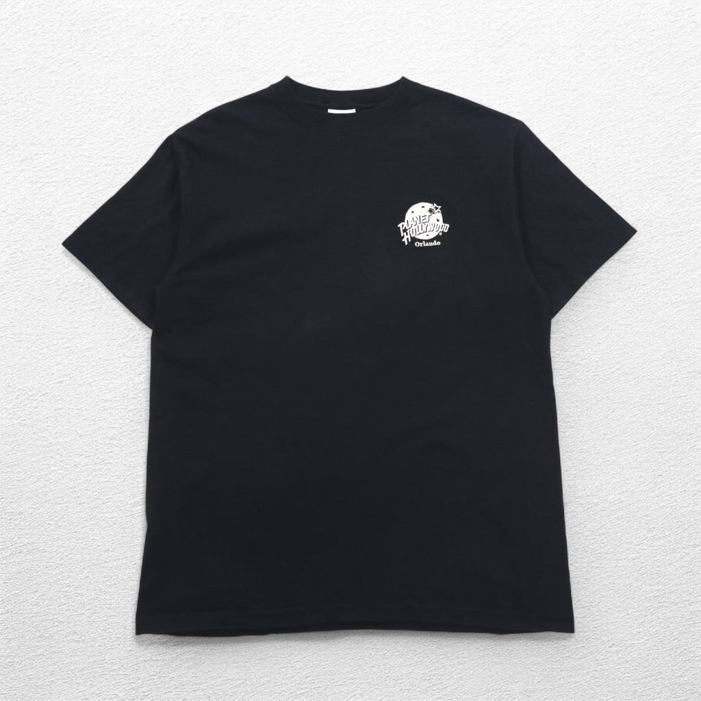 PLANET HOLLYWOOD 90年代 USA製 アドバタイジング Tシャツ L ブラック ワンポイントロゴ刺繍
