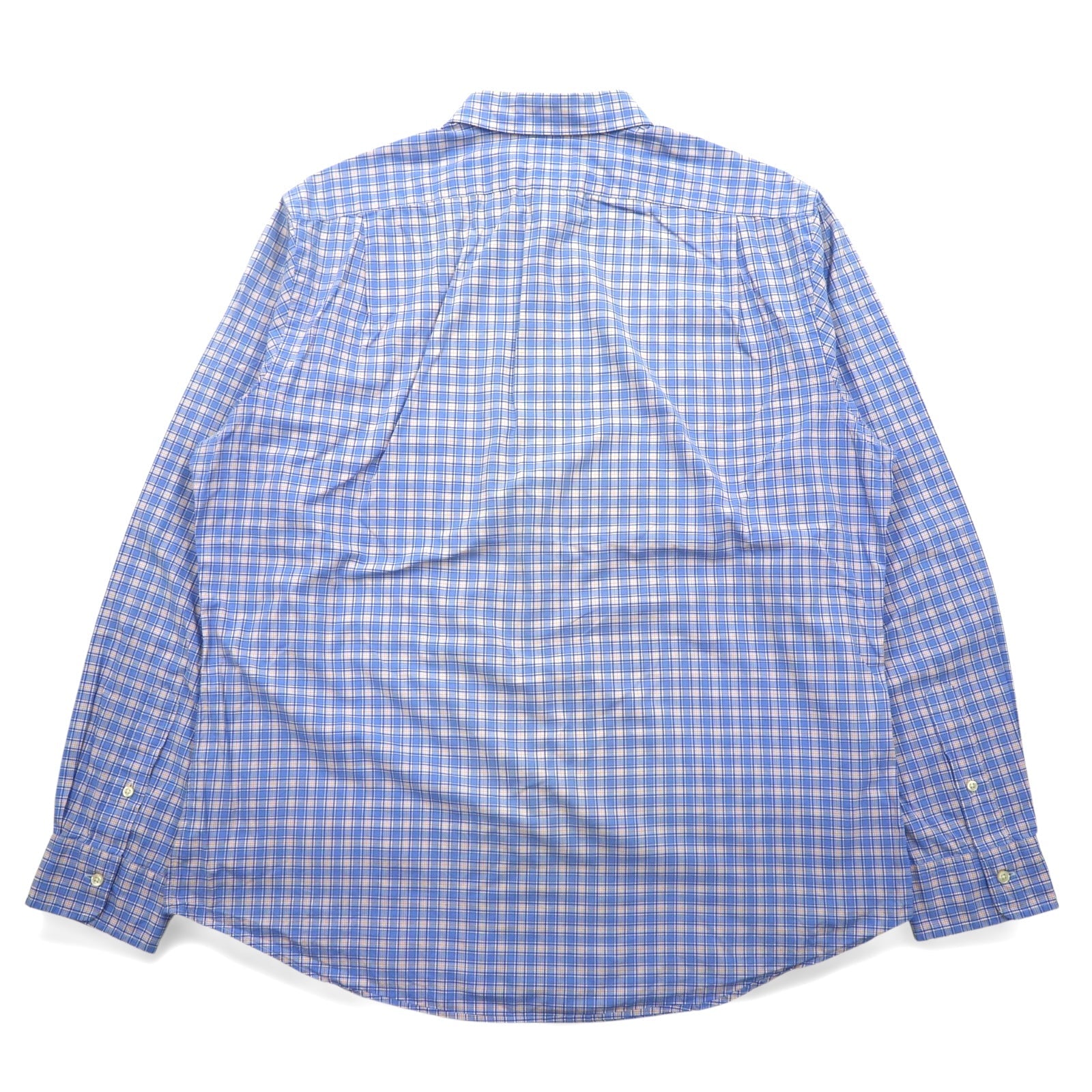POLO RALPH LAUREN Camicia elegente a quadri, collo ampio, taglia XXL, blu, cotone elasticizzato, con piccolo pony ricamato
