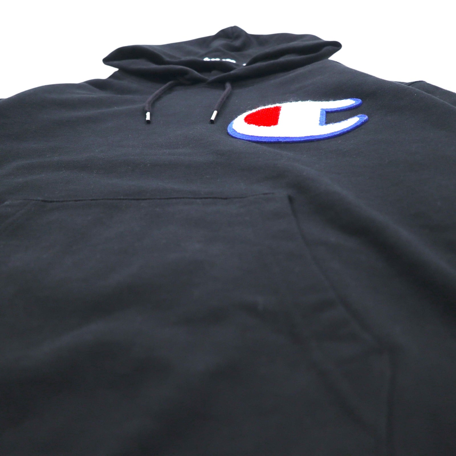 Champion Felpa con cappuccio pullover Nera in cotone con maxi logo Taglia M C3-R101